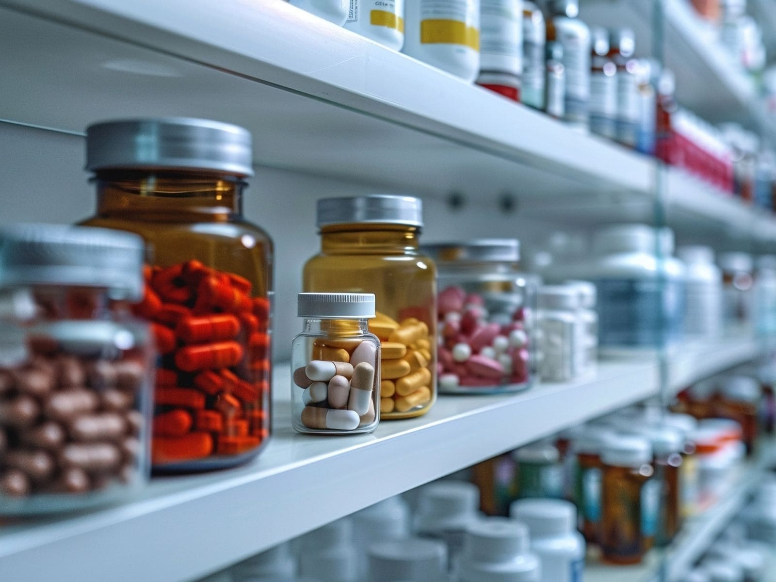 Capsule Drugs in a Pharmacy of Hospital.